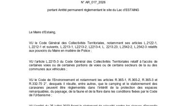 Arrêté permanent règlementant le site du Lac d'ESTAING