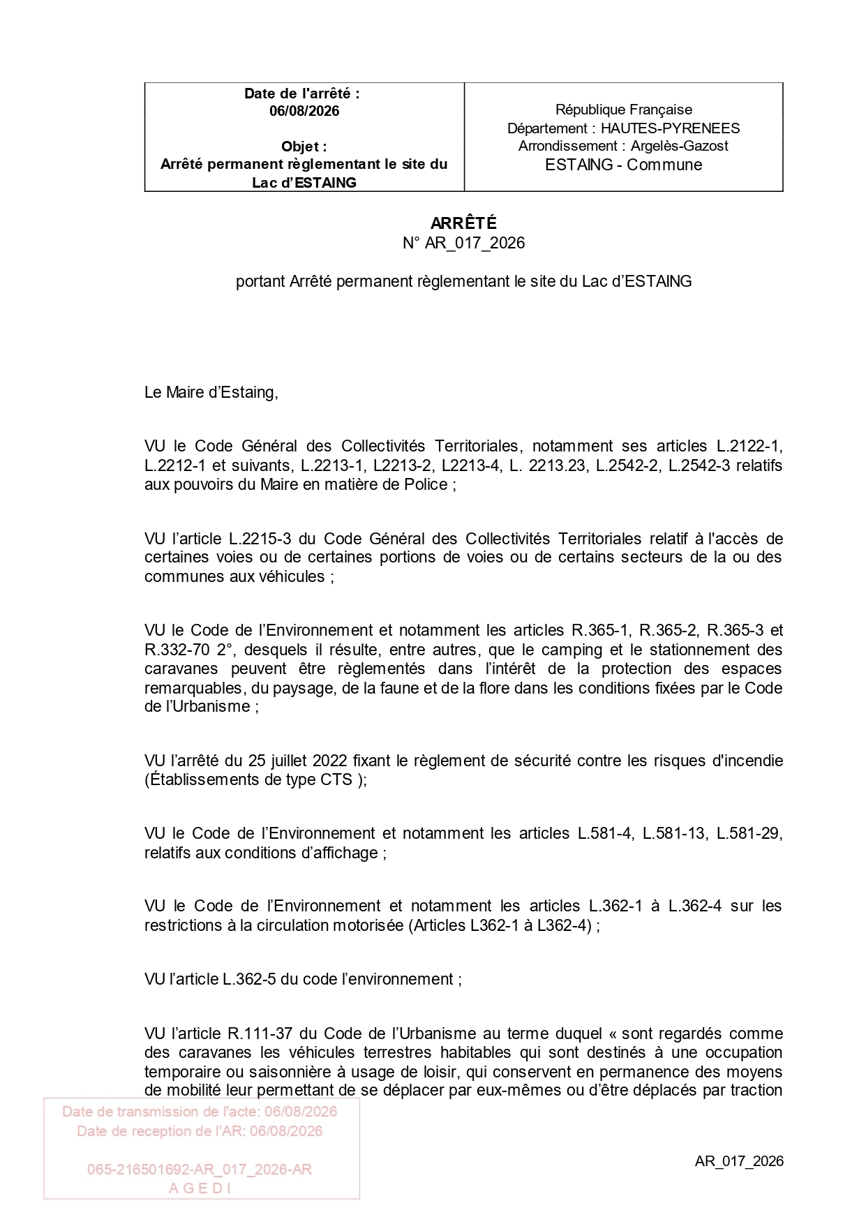 Arrêté lac plan page 0001