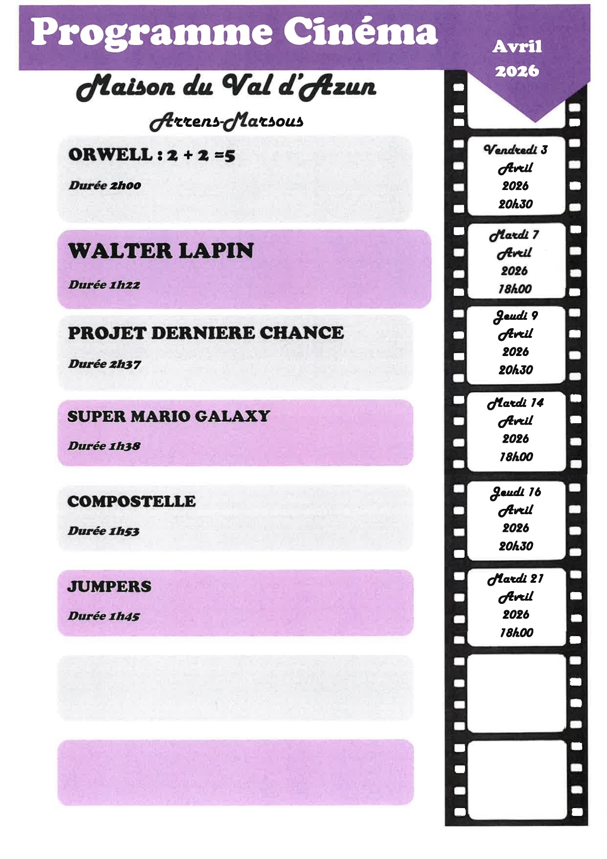 Programme Cinéma Maison du Val dAzun Avril 2026 page 0001