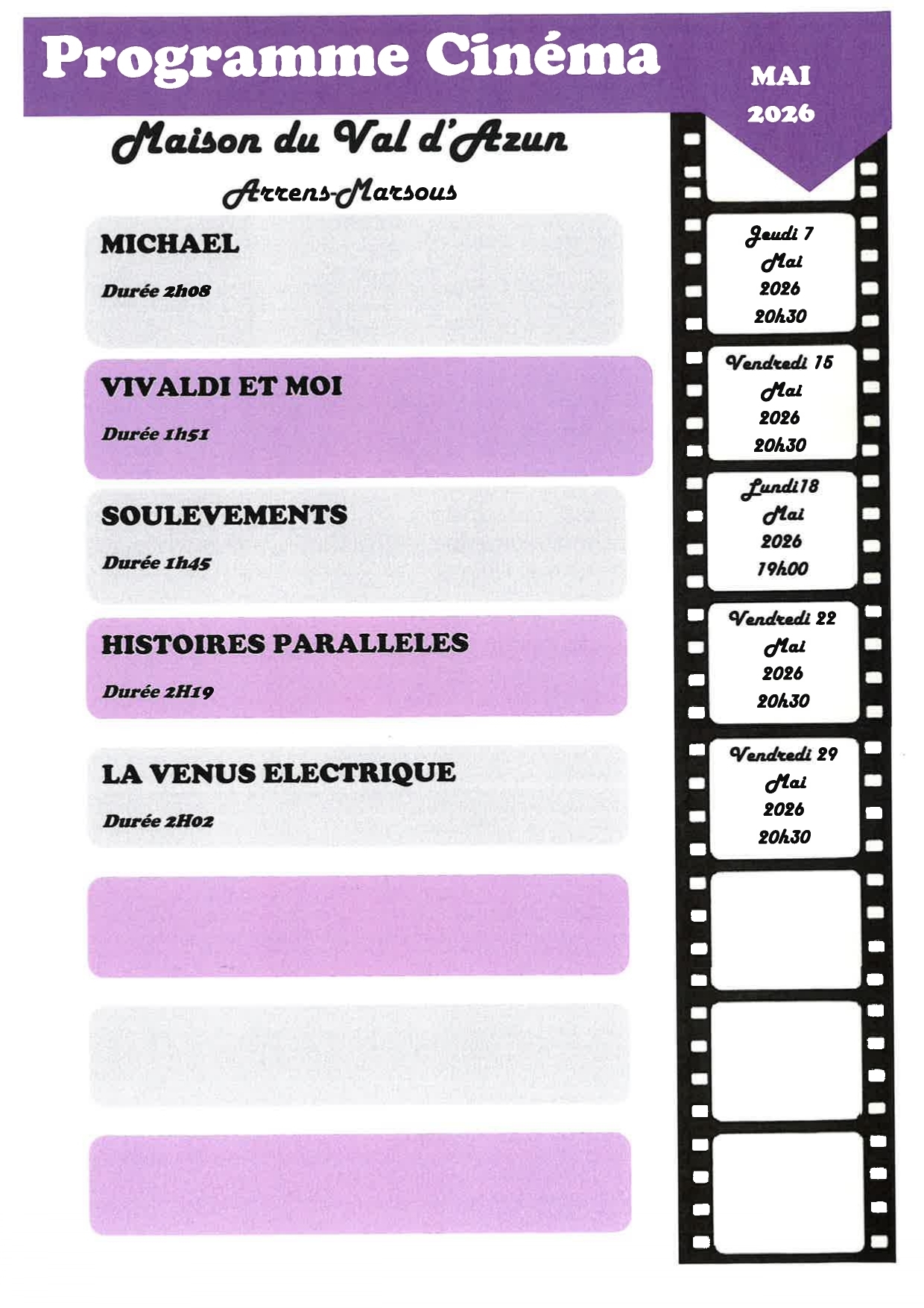 Programme cinéma Maison du Val dAzun Mai 2026 page 0001